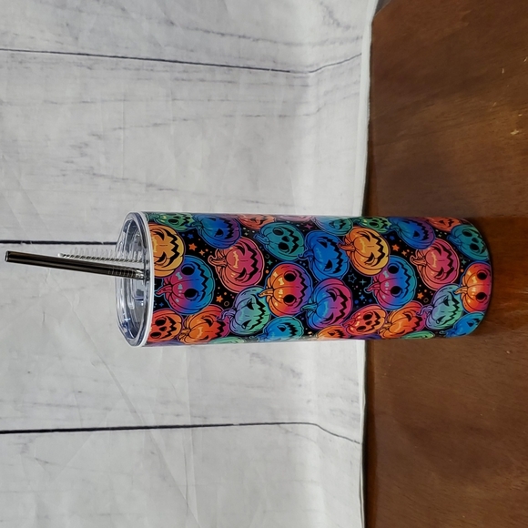 Neon Colorful Halloween Pumpkin Tumbler - Picture 3 of 3